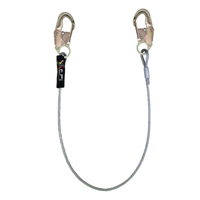 Eslinga de Posicionamiento en Cable de Acero Galvanizado 2 Ganchos EPI